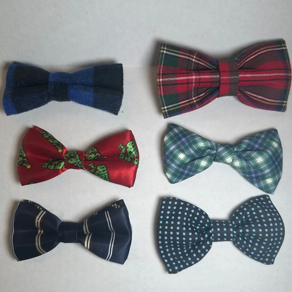 Set of Six Patterned Dog Collar Bow Ties